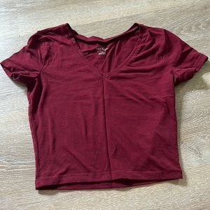 Maroon V neck Crop top